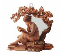 CRGANGZY Reader Christmas Decoration, Just A Girl Who Loves Books Ornament, 2D Acrylic Personalized Book Lover Ornaments for Book Lovers Teachers Student Cozy Home Decoration