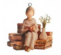 CRGANGZY Reader Christmas Decoration, Just A Girl Who Loves Books Ornament, 2D Acrylic Personalized Book Lover Ornaments for Book Lovers Teachers Student Cozy Home Decoration