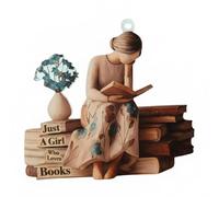 CRGANGZY Reader Christmas Decoration, Just A Girl Who Loves Books Ornament, 2D Acrylic Personalized Book Lover Ornaments for Book Lovers Teachers Student Cozy Home Decoration