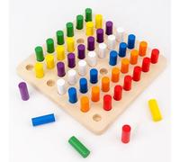 CRGANGZY Small Sticks Educational Wooden Color Sorting Board, Wooden Stick Insert Teaching Sensory Training Toy, Finger Wooden Interposer Sorting Board Game for Early Learning