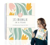CRGANGZY The Bible In A Year: 52-Week Bible Study Journal, Spiral Christian Devotional Notebook with Scripture Verses, Guided Study Planner for Faith & Prayer, Inspirational Religious Gifts for Women