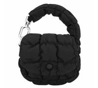 CRGANGZY Women Mini Cloud Bag Solid Color Cotton Quilted Shoulder Bag Pleated Top Handle Bag Flap Bag for Shopping Date (Black)
