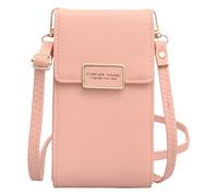 CRGANGZY Women PU Leather Small Crossbody Phone Bags Solid Cellphone Purse Wallet Mini Case Pouch Mini Shoulder Bag for Travel Shopping Purses and Handbags (Pink)