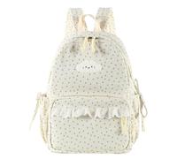 CRGANGZY Women School Backpack Bowknot Cute Playful Bookpack Large Capacity Travel Daypack for Teens Girls Campus Commute (Beige)