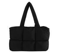 CRGANGZY Women Simple Cloud Bag Solid Color Quilted Fashion Shopping Bag Large Capacity Soft Cloud Tote Bag Trendy Commuting Bags (Black)