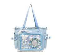 CRGANGZY Women Y2K Ita Shoulder Bag Large Capacity Cute Bowknot Anime Crossbody Bag Adjustable Straps Sweet Bowknot Tote handbags Travel Date Work Handbags (Blue)