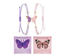 Crgwxzl Butterfly Bracelets for Women Healing Crystals Stone Bracelets Natural 8mm Amethyst Gemstone Beads Stretch Bracelet Butterfly Charms Women Jewelry Gift, 6.5-7, String, no gemstone