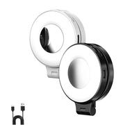 CRI 95+ Magnetic 3-in-1 Selfie Light with Mirror, Foldable 360° Rotating Mobile Phone Magnetic LED Selfie Ring Fill Light, Portable Adjustable for Selfies, Makeup, Video Shooting (Black + White)