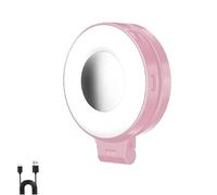 CRI 95+ Magnetic 3-in-1 Selfie Light with Mirror, Foldable 360° Rotating Mobile Phone Magnetic LED Selfie Ring Fill Light, Portable Adjustable for Selfies, Makeup, Video Shooting (Pink)