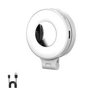 CRI 95+ Magnetic 3-in-1 Selfie Light with Mirror, Foldable 360° Rotating Mobile Phone Magnetic LED Selfie Ring Fill Light, Portable Adjustable for Selfies, Makeup, Video Shooting (White)