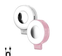 CRI 95+ Magnetic 3-in-1 Selfie Light with Mirror, Foldable 360° Rotating Mobile Phone Magnetic LED Selfie Ring Fill Light, Portable Adjustable for Selfies, Makeup, Video Shooting (Pink+white)