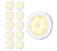 Criacr 10 Pack Motion Sensor Light, Cabinet Night Lights, Stick-on Cupboard Light with Removable Magnet, Closet Lights for Wardrobe, Closet, Hallway, Kitchen, Stairs, Chiristmas Gift, Warm White