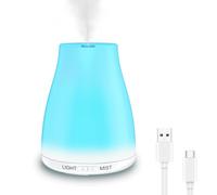 Criacr 100ml Essential Oil Diffuser, Cool Mist Humidifiers with 7 Changeable Colored LED Lights, Adjustable Mist Mode, Waterless Automatically Shut-off, Whisper-Quiet for Home, Yoga, Bedroom, Office