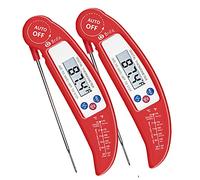 Criacr 2 Pack Digital Cooking Thermometer, High Accuracy Food Thermometer with Foldable Probe, ℃/℉ Switch, Auto On/Off, Instant Read for Kitchen Cooking, BBQ, Milk (Battery Included)