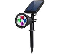 Criacr 4 LED Solar Spotlight, Solar Powered Outdoor Wall Light, 90°Angle Adjustable, Adjustable Solar Garden Light with Auto On/Off, Waterproof for Patio, Yard, Garden, Driveway, Pool Area (Colorful)