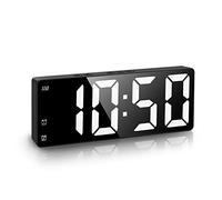 Criacr Digital Alarm Clock, Alarm Clocks Bedside with Large LED Temperature Display, USB/Battery Powered Bedside Clock with Dual Alarms, Voice Control, Snooze, for Bedroom