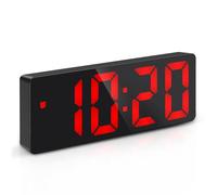 Criacr Digital Alarm Clock, Portable Alarm Clock with Large Number Display, Snooze, Temperature Display, USB Rechargeable, Voice Control Function, Date, 12/24HR, 3 Brightness