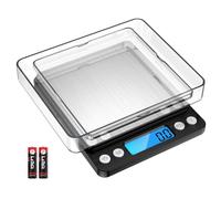 Criacr Digital Kitchen Scales, 3kg High Precision Food Scales with 2 Trays, Stainless Steel Cooking Scale with Back-Lit LCD Display, 0.1g/0.01 oz Precise, Tare and PCS Features, for Food, Coffee