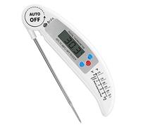 Criacr Digital Meat Thermometer, Instant Read Food Thermometer with Foldable Long Probe, High Accuracy Digital Cooking Thermometer, ℃/℉ Switch, Auto On/Off, for BBQ, Milk, Battery Included (White)