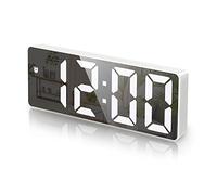 Criacr Digital Mirror Alarm Clock, Bedside Clock with Large LED Temperature Display, LED Clock with USB/Battery Powered, 3 Adjustable Brightness, Snooze, Voice Control, Date, Time, for Heavy Sleepers