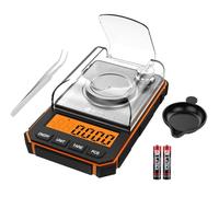 Criacr Digital Pocket Scale, 50g/0.001g Milligram Scale, Portable Jewelry Scale with 50g Calibration Weights and Tweezers, 6 Units, Tare Function, Potable Smart Scale with LCD Backlit, Orange