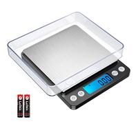Criacr Digital Pocket Scales, 500g High-Precision Jewelry Scales, Stainless Steel Kitchen Scales with Two Trays, Back-Lit LCD Display, 0.01g Precision, Tare & PCS Functions, Batteries Included (Black)