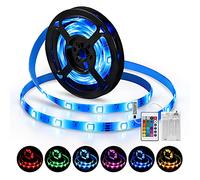 Criacr Led Strip Light Battery Powered, 2M TV Backlight with Remote Control, 16 Colours & 4 Light Modes, Memory Function, Waterproof Cuttable Led Light Strips for TV, Bedroom, Party Decoration