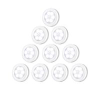 Criacr Motion Sensor Light, 10 Pack Stick-on Under Cabinet Lights with Removable Magnet, Battey Powered Cordless Closet Lights, Auto On/Off, for Wardrobe, Closet, Hallway, Kitchen, Stairs (White)