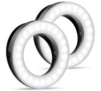 Criacr Selfie Ring Light, 40 LED USB Rechargeable Selfie Fill-Light, 3-Level Brightness Clip-on Circle Light, Dimmable Night Light Ring for Smartphone, Laptop, Makeup, Streaming (Black-2 Packs)