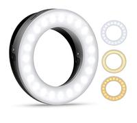 Criacr Selfie Ring Light, 40 LED USB Rechargeable Selfie Fill-Llight, 3-Level Brightness Clip-on Circle Light, Night Selfie Enhancing Ring Light, for Smartphone Laptop, Makeup, Streaming (Black)