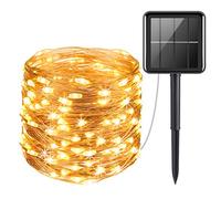 Criacr Solar Garden Lights, 100 LED 10M Solar String Lights, Copper Wire Solar Fairy Lights, Waterproof Indoor/Outdoor Solar Decoration Lights for Tree, Garden, Home, Wedding, Party (Warm White)