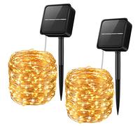 Criacr Solar String Lights Outdoor Garden, 120 LED 12M/40Ft Waterproof Solar Fairy Lights with 8 Modes, Indoor Outdoor Copper Wire Garden Lights for Tree Patio Party (Warm White, 2 Packs)
