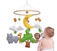 Crib Babies Mobile - Foreest Jungle Animal Nursery Decor, Hanging Baby Crib Mobiles | Portable Soft Wooden Bed Bell Toy, Multipurpose Calming Bedtime Soother for Bedroom Hospital Nursery