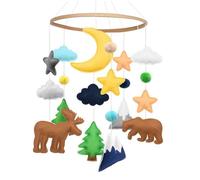 Crib Babies Mobile - Woodlaand Creatures Nursery Mobile, Baby Cot Hanging Toy | Portable Natural Wooden Bed Bell, Development Aid, Soothing Rotating Mobile for Nursery Bedroom Hospital