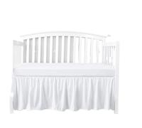 Crib Bed Skirt Add White Top Sheets -4 Sides Pleated Ruffles for Boys Girls Toddler Nursery Bedspread for Bed(White,60x120x36cm)