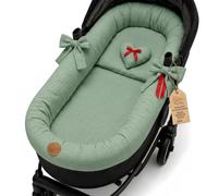 Crib Edge Muslin - Crib for pram and buggy crib accessory for pram insert pram accessory set 3-piece with pillow and gondoline insert Sage