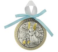 Crib Medal | Christian Religious Décor for Nursery | Great Gift for Baptism, Christening, or New Baby | Features Guardian Angel, Praying Child, or Holy Family | Made in Italy (Blue Guardian Angel)