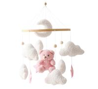 Crib Mobile, 17.7x9 Inch Baby Mobile for Crib, Cute Bear Teddy Velvet Nursery Decor, 360° Rotated Hanging Baby for Kids Room ..