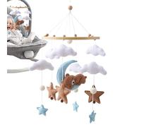 Crib Mobile, Bear Bassinet Toy, Felt Cloud Nursery Hanging, Soft Cradle Decoration, Gentle Soothing Toy Spinner, for Bedroom, Children’s Room, Stroller, Diaper Station, Baby Sleep Space