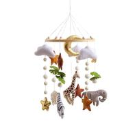 Crib Mobile | Handcrafted Felt Interactive Animal | Baby Crib Hangable Toy with Bell - for Boys Girls Room Daycare Bedroom Bedtime Play Birthday Holiday Celebration