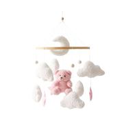 Crib Mobile, Plush Brown Bear Design, 45x23cm, Baby Crib Decoration, Bear Cloud Star Mobile, Rotating Soother, Hangable Bedroom Decoration for Kids and Babies