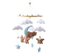 Crib Mobile - Single String Hanging Loop, Star Cloud Pendent 45x23cm | Celestial Bear Mobile Bassinet Toys, Soft Handmade Wool Felt Texture Canopy | Nursery Spinners for infantt & Newborns