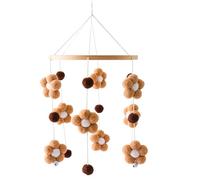 Crib Mobile - Wind Chime Felt Ball - Mobile Hanging Rattle | Wood Ball Baby Bell with Star Projection | 47cm Crib Carousel for Baby Boys & Girl 0-12 Months, Fit for Bed, Stroller and Car Seat