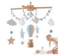Crib Mobiles for Babies, Hot Air Balloon Mobile Hanger with Felt Balls Cloud and Star, Cute Baby Toys for Bedroom Ceiling Decoration Newborn Gift Mobile Hanger