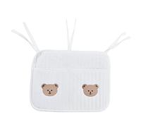 Crib Organizer Hanging,Cute Patterns Soft Cotton Baby Nursery Storage Bag 2 Pockets Bedside Caddy Organizer for Baby Bottle Toys Clothing Diapers (Little Bear Large)