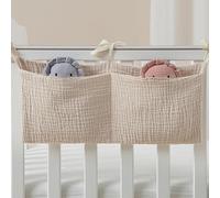 Crib Pocket Holder, Nursery Bedside Storage Bag, Hanging Bedside Feeding Bottle Bag, Hanging Crib Container, Multiple-Use Nursery Storage Pocket for Various Items