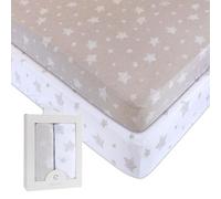 Crib Sheet Set 2 Pack 100% Jersey Cotton for Baby Girl and Baby Boy by Ely's & Co. - Tan Drawn Star by Ely's & Co.