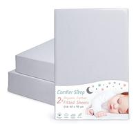 Crib Sheets 40x90cm Fully Fitted and 100% Organic Cotton Completely Natural Crib Sheets Grey color Set of 2 Ultra-soft and Comfortable for Your Baby