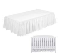 Crib Skirt - 28" X 52" Ruffled Crib Dust Ruffle with Pom Poms | Pompoms Design Soft Microfiber Crib Bedding Skirt for Baby Boys & Girls | Nursery Bed Skirt for Standard Cribs & Toddler Beds