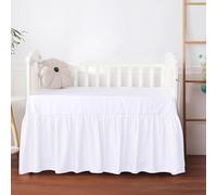 Crib Skirt Dust Ruffle, 100% Egyptian Cotton 400 Thread Count Soft Breathable Crib Bedding Skirt for Baby, Boys and Girls, Fading Resistant (White)